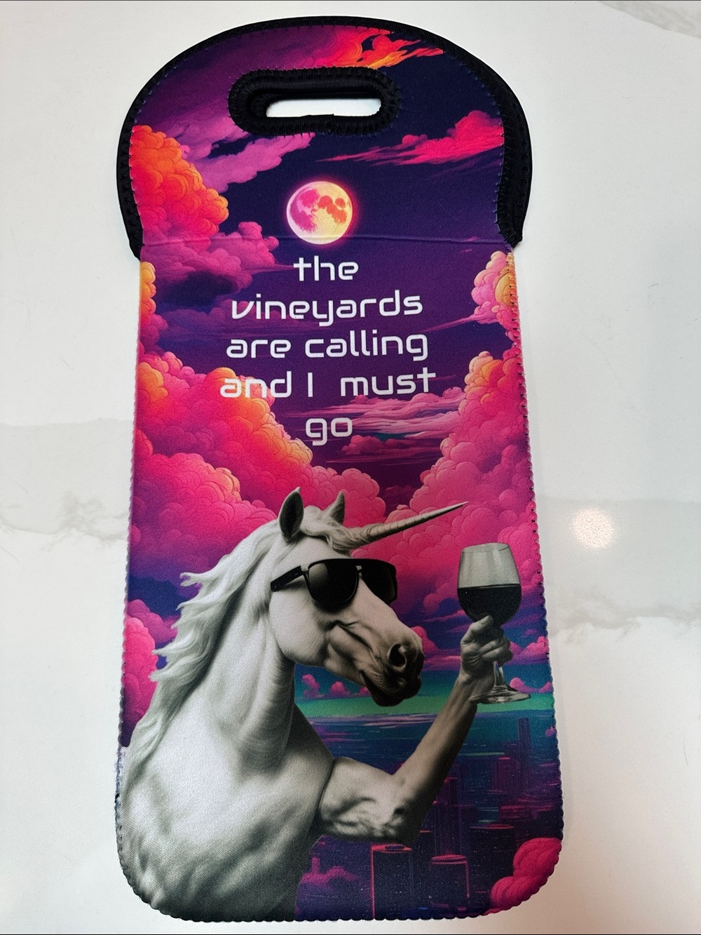 Unicorn Wine Tote - Pink & Purple Sunset Design